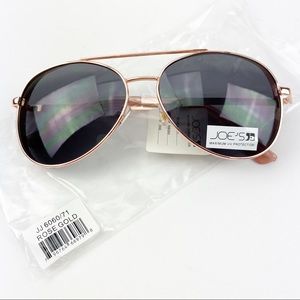 Joe's Jeans Rose Gold Aviator Sunglasses with Dark Lenses